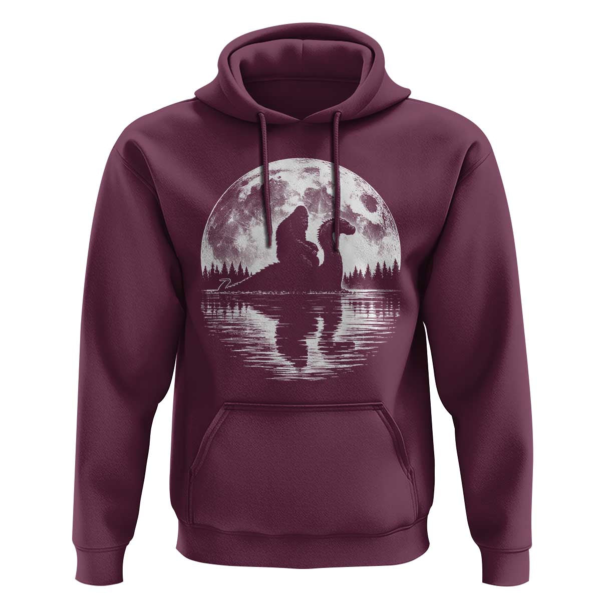 Funny Bigfoot Loch Ness Monster Hoodie Retro Sasquatch Nessie Funny Cryptid Moon