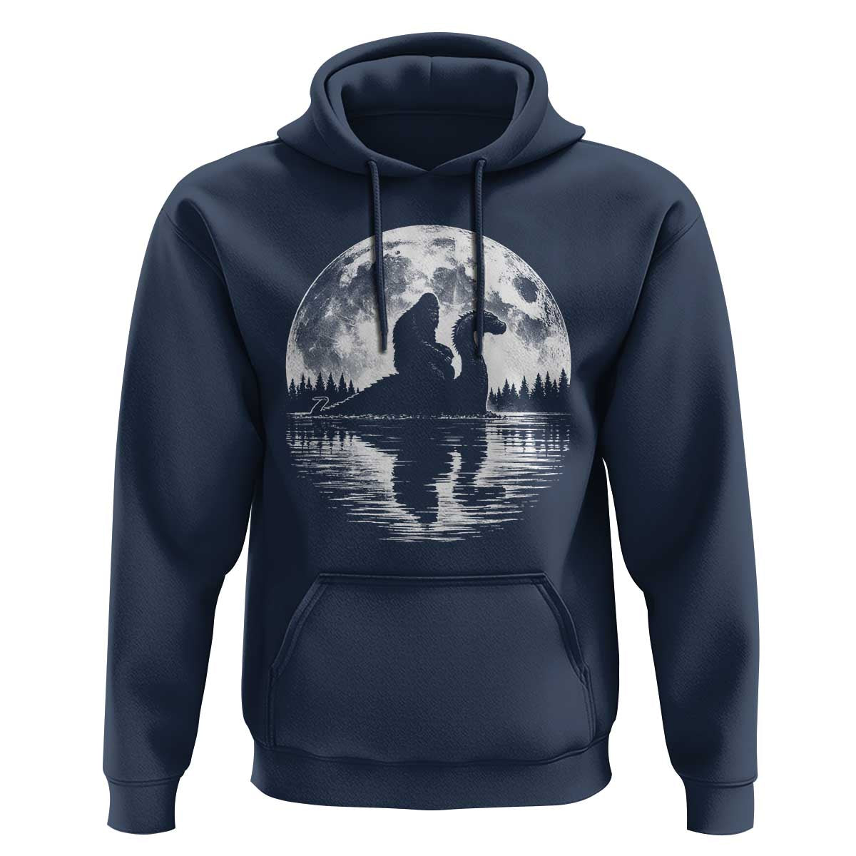 Funny Bigfoot Loch Ness Monster Hoodie Retro Sasquatch Nessie Funny Cryptid Moon