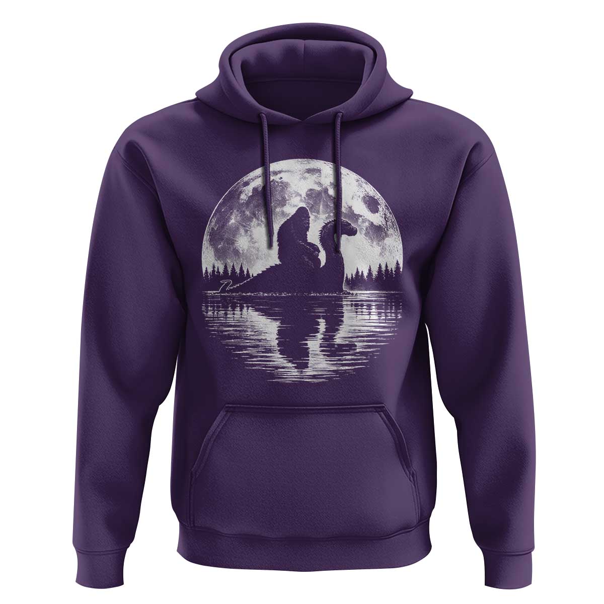 Funny Bigfoot Loch Ness Monster Hoodie Retro Sasquatch Nessie Funny Cryptid Moon