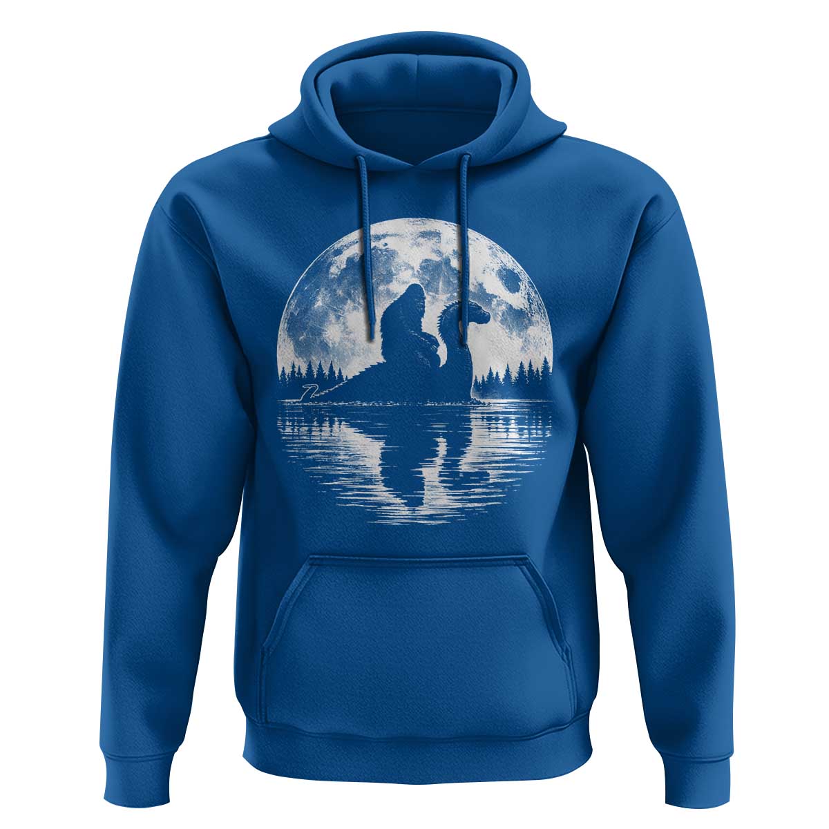 Funny Bigfoot Loch Ness Monster Hoodie Retro Sasquatch Nessie Funny Cryptid Moon