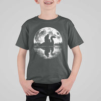 Funny Bigfoot Loch Ness Monster T Shirt For Kid Retro Sasquatch Nessie Funny Cryptid Moon