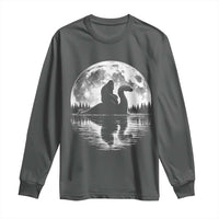 Funny Bigfoot Loch Ness Monster Long Sleeve Shirt Retro Sasquatch Nessie Funny Cryptid Moon