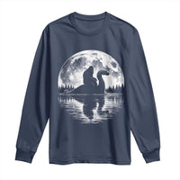 Funny Bigfoot Loch Ness Monster Long Sleeve Shirt Retro Sasquatch Nessie Funny Cryptid Moon