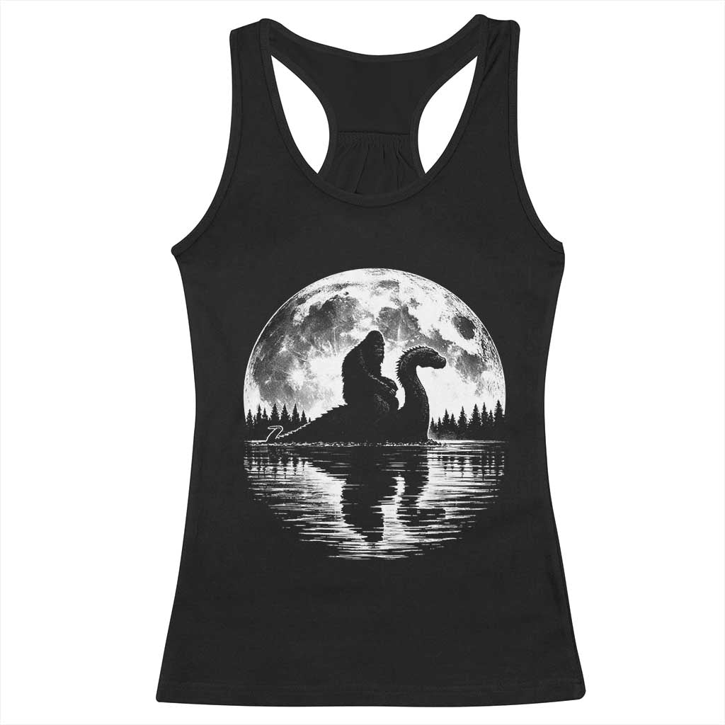 Funny Bigfoot Loch Ness Monster Racerback Tank Top Retro Sasquatch Nessie Funny Cryptid Moon