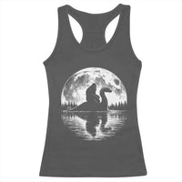 Funny Bigfoot Loch Ness Monster Racerback Tank Top Retro Sasquatch Nessie Funny Cryptid Moon
