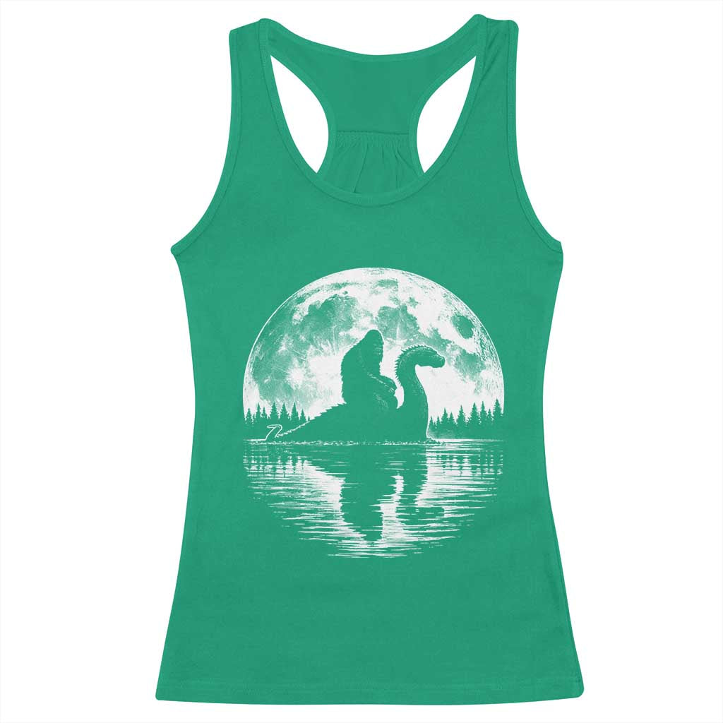 Funny Bigfoot Loch Ness Monster Racerback Tank Top Retro Sasquatch Nessie Funny Cryptid Moon