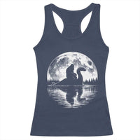 Funny Bigfoot Loch Ness Monster Racerback Tank Top Retro Sasquatch Nessie Funny Cryptid Moon