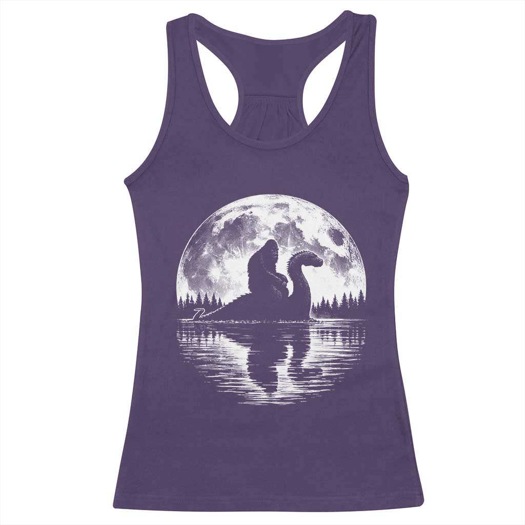 Funny Bigfoot Loch Ness Monster Racerback Tank Top Retro Sasquatch Nessie Funny Cryptid Moon