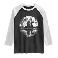 Funny Bigfoot Loch Ness Monster Raglan Shirt Retro Sasquatch Nessie Funny Cryptid Moon