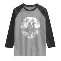 Funny Bigfoot Loch Ness Monster Raglan Shirt Retro Sasquatch Nessie Funny Cryptid Moon