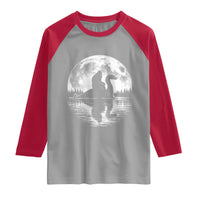 Funny Bigfoot Loch Ness Monster Raglan Shirt Retro Sasquatch Nessie Funny Cryptid Moon