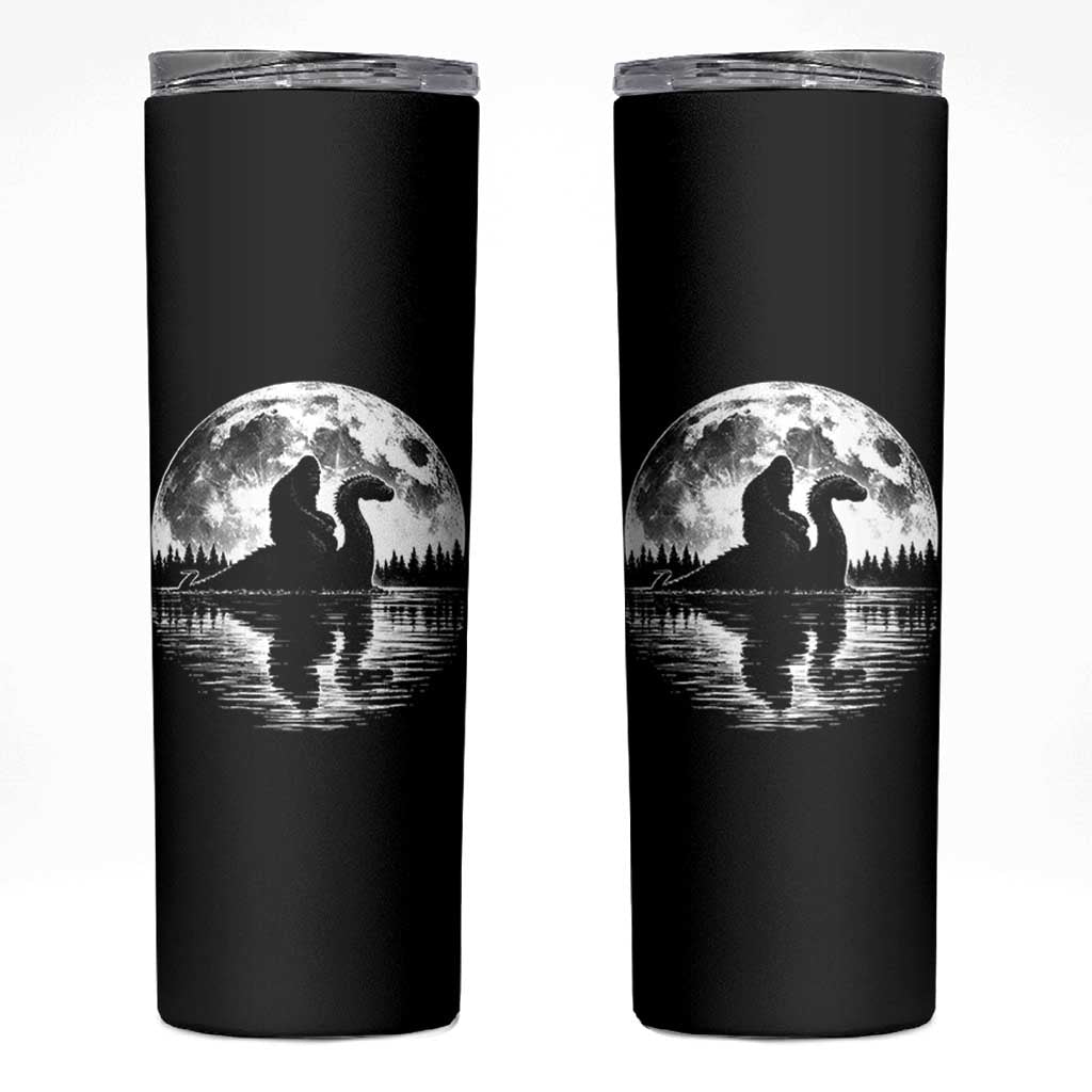 Funny Bigfoot Loch Ness Monster Skinny Tumbler Retro Sasquatch Nessie Funny Cryptid Moon