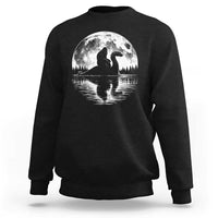 Funny Bigfoot Loch Ness Monster Sweatshirt Retro Sasquatch Nessie Funny Cryptid Moon