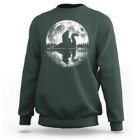Funny Bigfoot Loch Ness Monster Sweatshirt Retro Sasquatch Nessie Funny Cryptid Moon