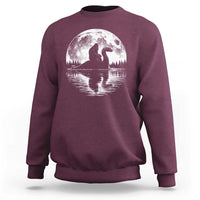 Funny Bigfoot Loch Ness Monster Sweatshirt Retro Sasquatch Nessie Funny Cryptid Moon