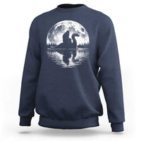 Funny Bigfoot Loch Ness Monster Sweatshirt Retro Sasquatch Nessie Funny Cryptid Moon