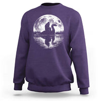 Funny Bigfoot Loch Ness Monster Sweatshirt Retro Sasquatch Nessie Funny Cryptid Moon