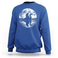 Funny Bigfoot Loch Ness Monster Sweatshirt Retro Sasquatch Nessie Funny Cryptid Moon