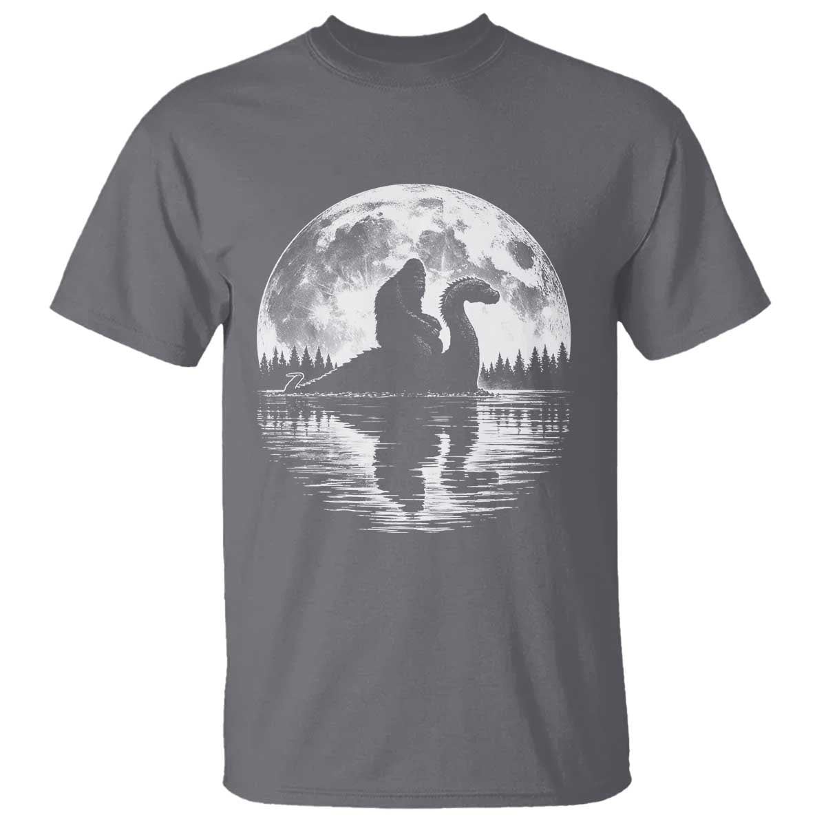 Funny Bigfoot Loch Ness Monster T Shirt Retro Sasquatch Nessie Funny Cryptid Moon