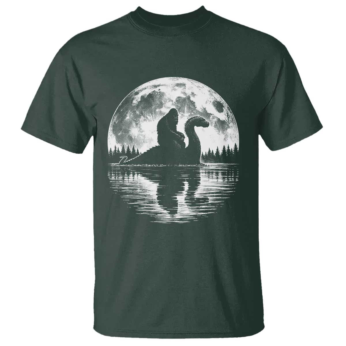 Funny Bigfoot Loch Ness Monster T Shirt Retro Sasquatch Nessie Funny Cryptid Moon