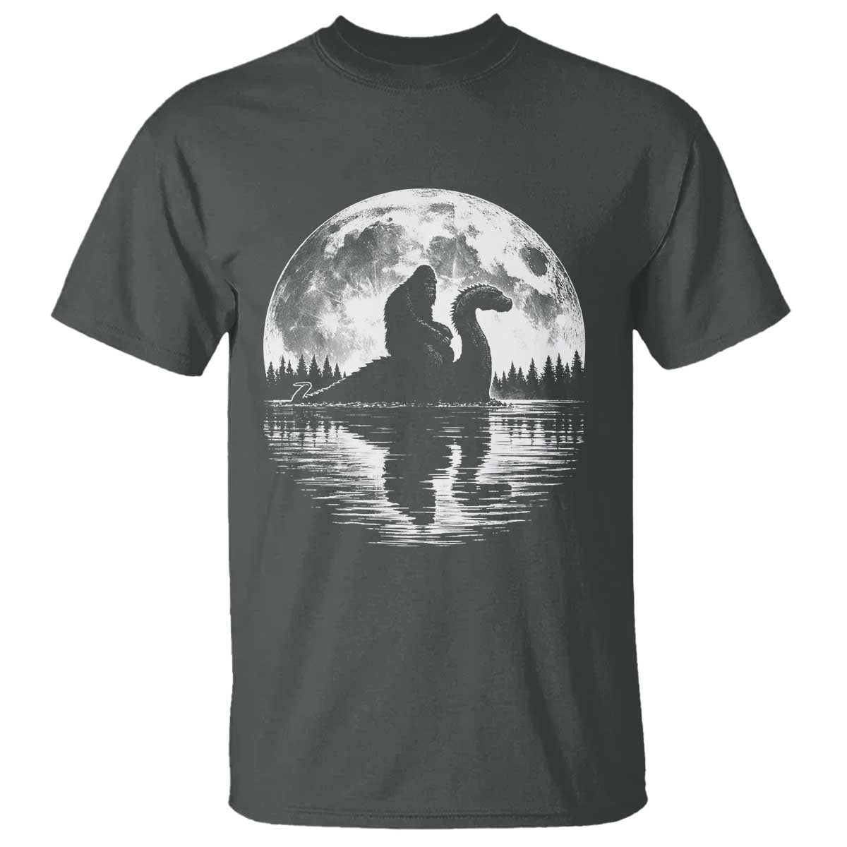 Funny Bigfoot Loch Ness Monster T Shirt Retro Sasquatch Nessie Funny Cryptid Moon