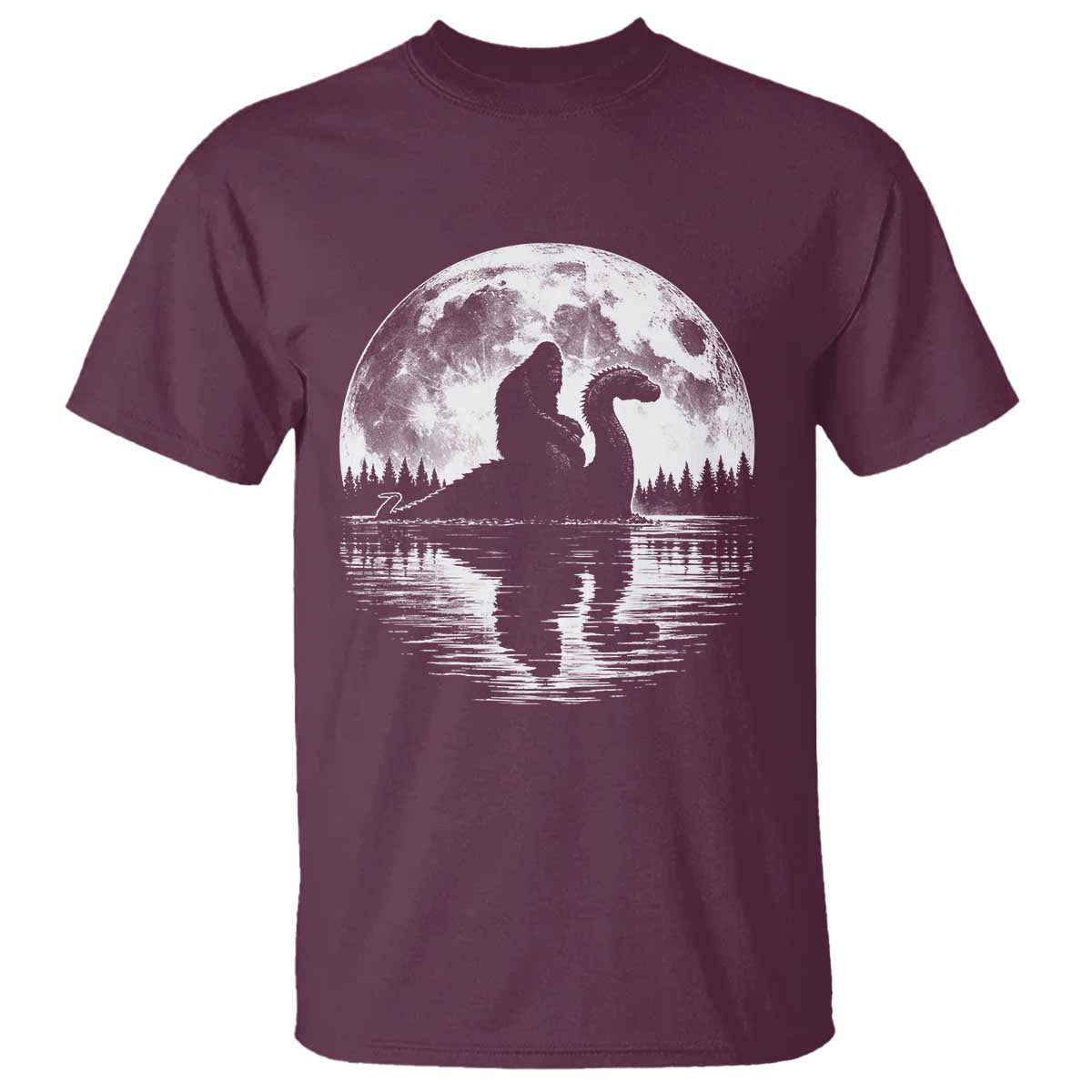 Funny Bigfoot Loch Ness Monster T Shirt Retro Sasquatch Nessie Funny Cryptid Moon
