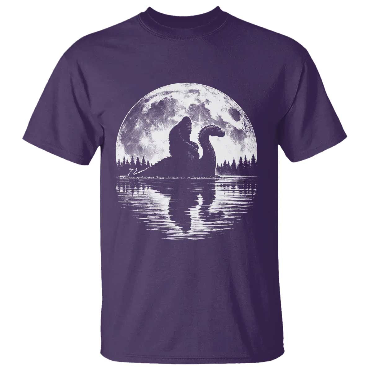 Funny Bigfoot Loch Ness Monster T Shirt Retro Sasquatch Nessie Funny Cryptid Moon