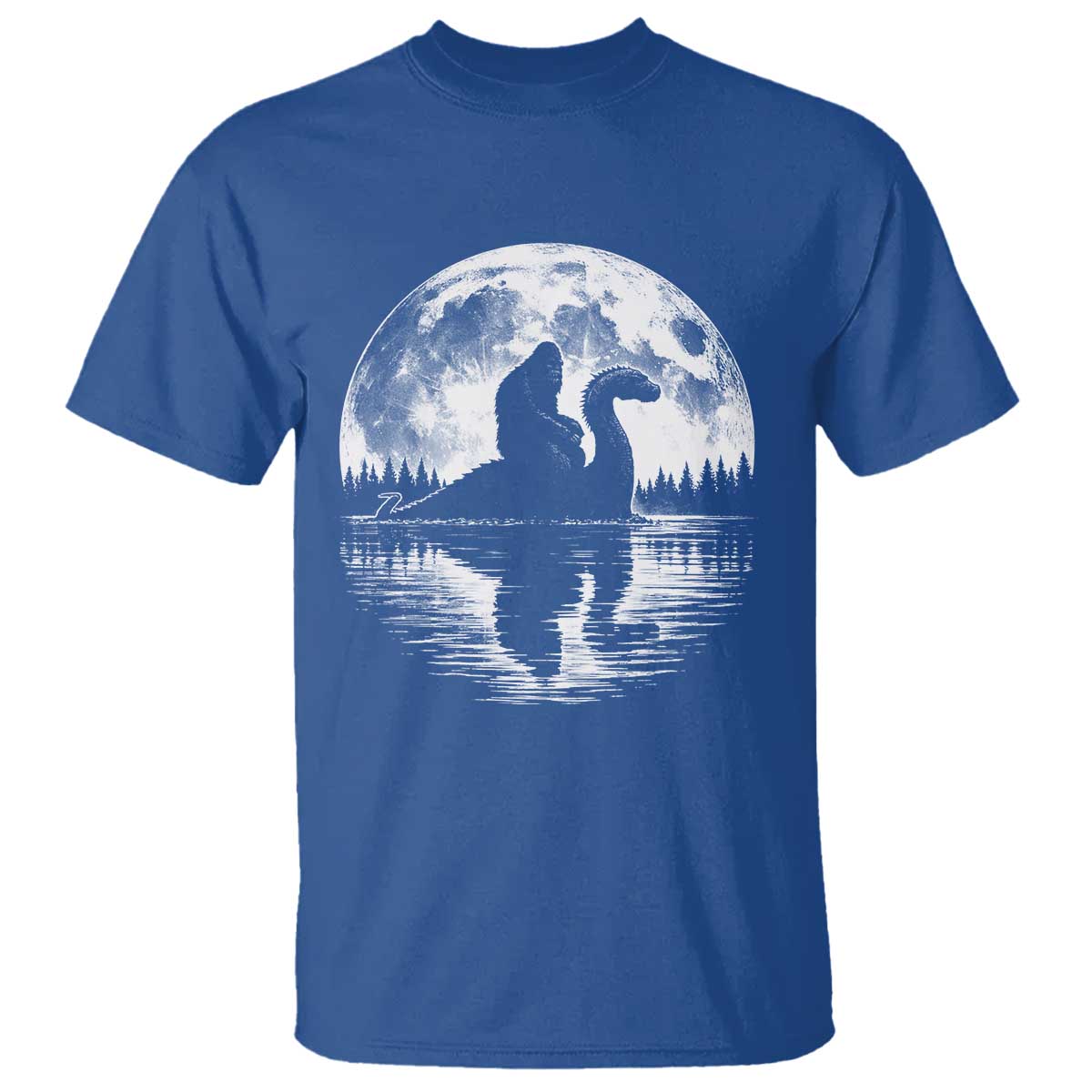 Funny Bigfoot Loch Ness Monster T Shirt Retro Sasquatch Nessie Funny Cryptid Moon