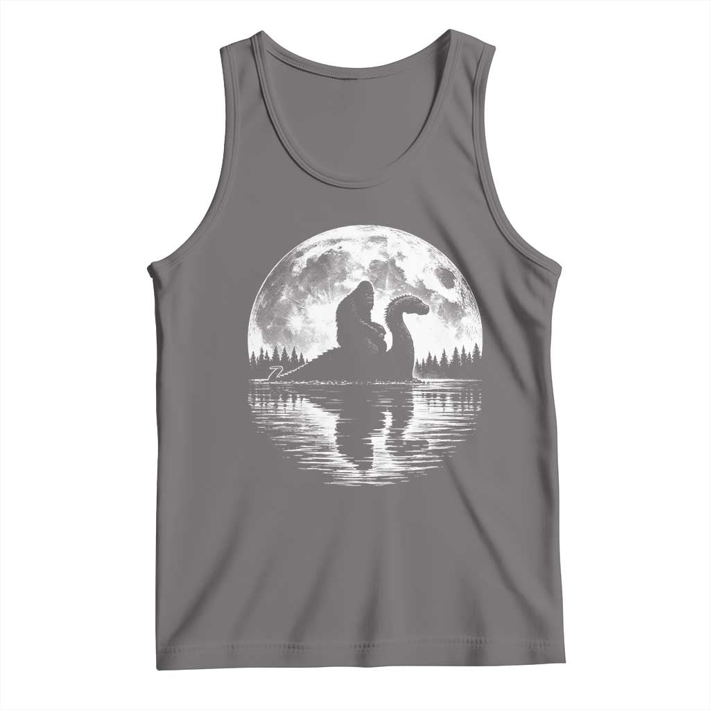 Funny Bigfoot Loch Ness Monster Tank Top Retro Sasquatch Nessie Funny Cryptid Moon