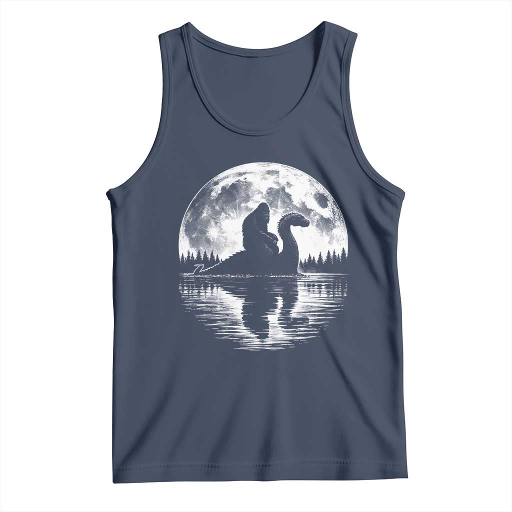 Funny Bigfoot Loch Ness Monster Tank Top Retro Sasquatch Nessie Funny Cryptid Moon