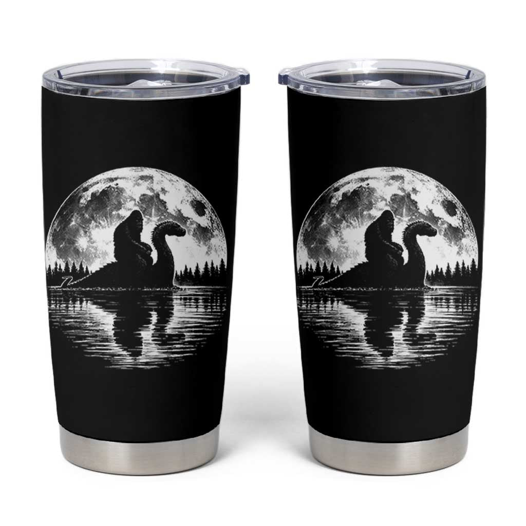 Funny Bigfoot Loch Ness Monster Tumbler Cup Retro Sasquatch Nessie Funny Cryptid Moon