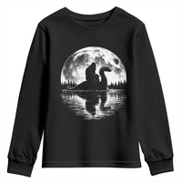 Funny Bigfoot Loch Ness Monster Youth Sweatshirt Retro Sasquatch Nessie Funny Cryptid Moon