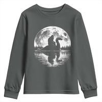 Funny Bigfoot Loch Ness Monster Youth Sweatshirt Retro Sasquatch Nessie Funny Cryptid Moon