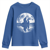 Funny Bigfoot Loch Ness Monster Youth Sweatshirt Retro Sasquatch Nessie Funny Cryptid Moon