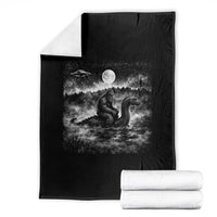 Bigfoot Loch Ness Monster Throw Blanket Funny Retro Sasquatch Nessie Funny Cryptid Vintage Graphic