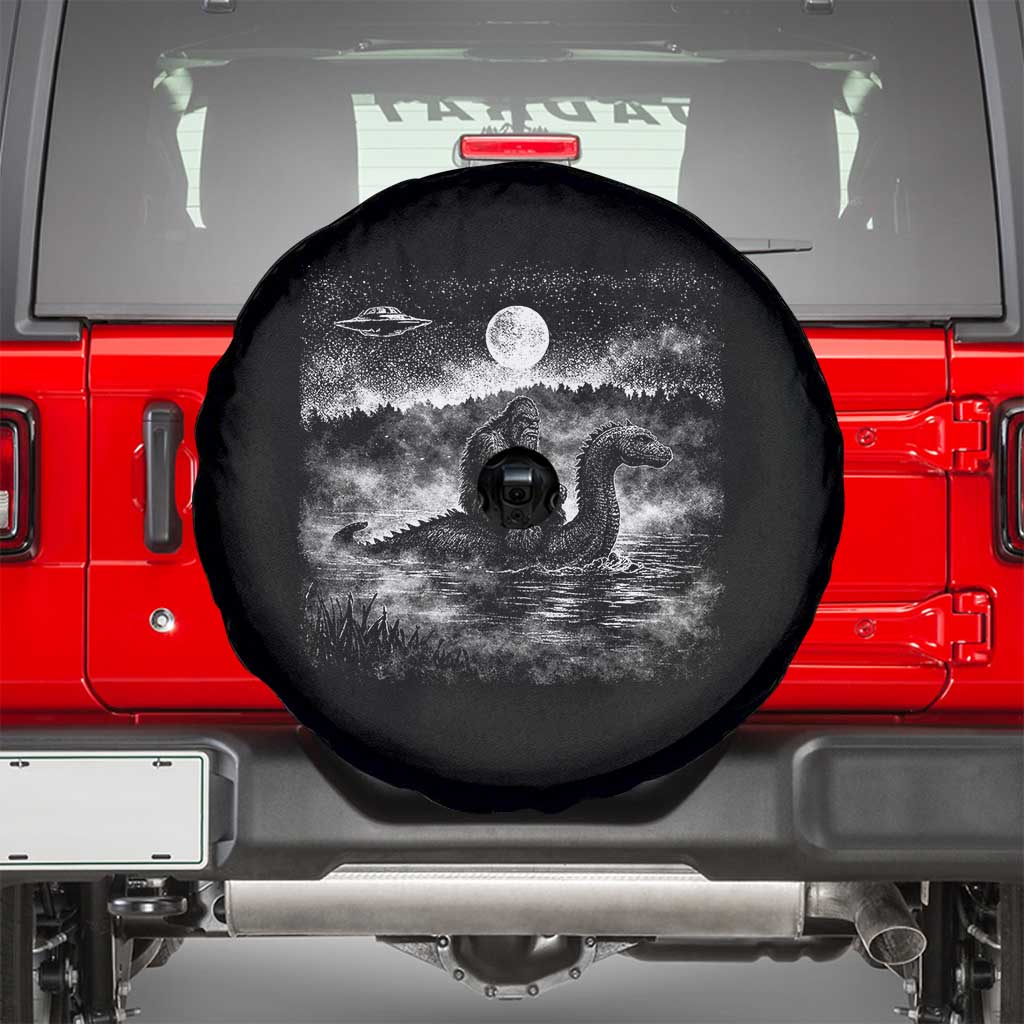 Bigfoot Loch Ness Monster Spare Tire Cover Funny Retro Sasquatch Nessie Funny Cryptid Vintage Graphic