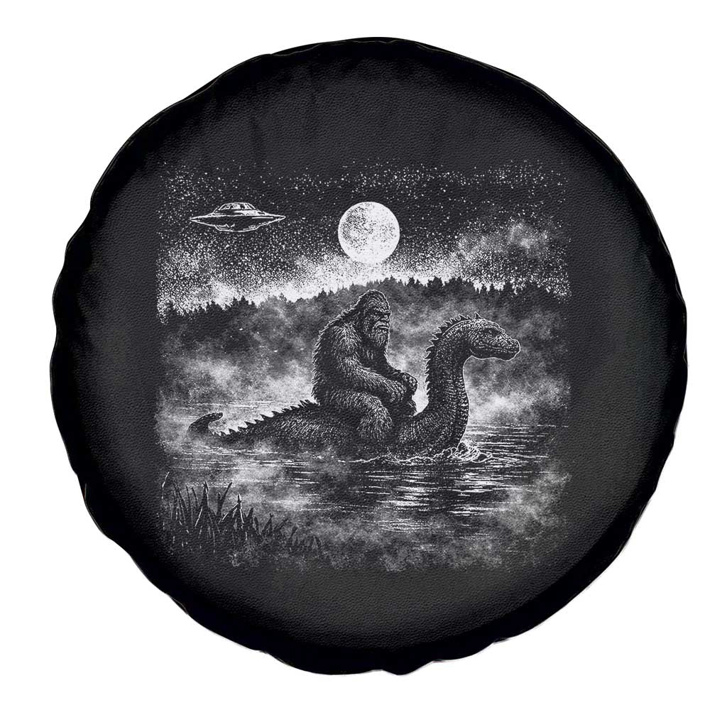 Bigfoot Loch Ness Monster Spare Tire Cover Funny Retro Sasquatch Nessie Funny Cryptid Vintage Graphic