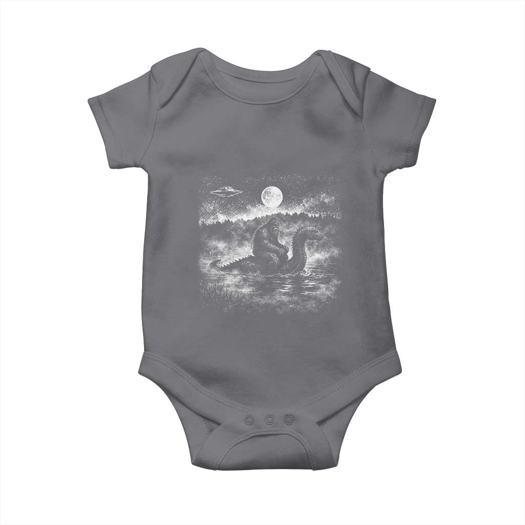 Bigfoot Loch Ness Monster Baby Onesie Funny Retro Sasquatch Nessie Funny Cryptid Vintage Graphic