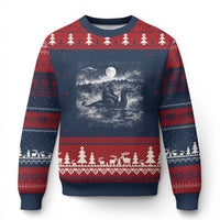 Bigfoot Loch Ness Monster Ugly Christmas Sweater Funny Retro Sasquatch Nessie Funny Cryptid Vintage Graphic