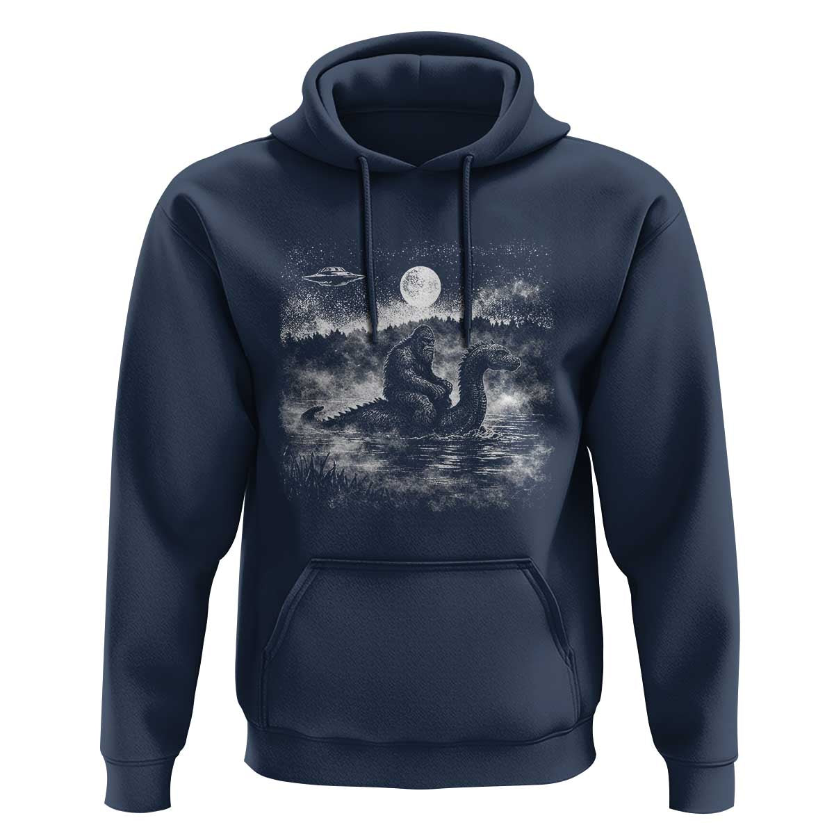 Bigfoot Loch Ness Monster Hoodie Funny Retro Sasquatch Nessie Funny Cryptid Vintage Graphic