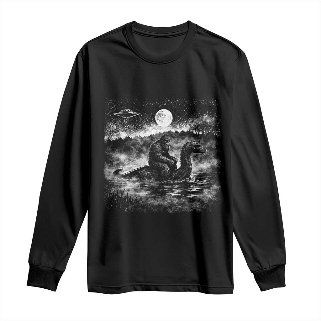 Bigfoot Loch Ness Monster Long Sleeve Shirt Funny Retro Sasquatch Nessie Funny Cryptid Vintage Graphic