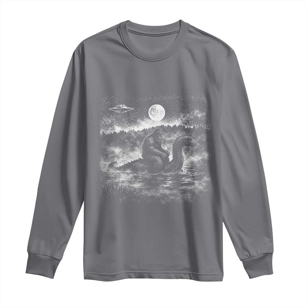 Bigfoot Loch Ness Monster Long Sleeve Shirt Funny Retro Sasquatch Nessie Funny Cryptid Vintage Graphic