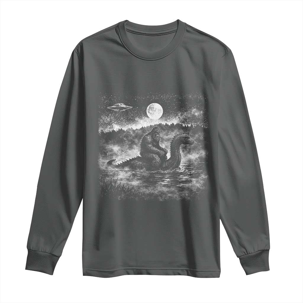 Bigfoot Loch Ness Monster Long Sleeve Shirt Funny Retro Sasquatch Nessie Funny Cryptid Vintage Graphic