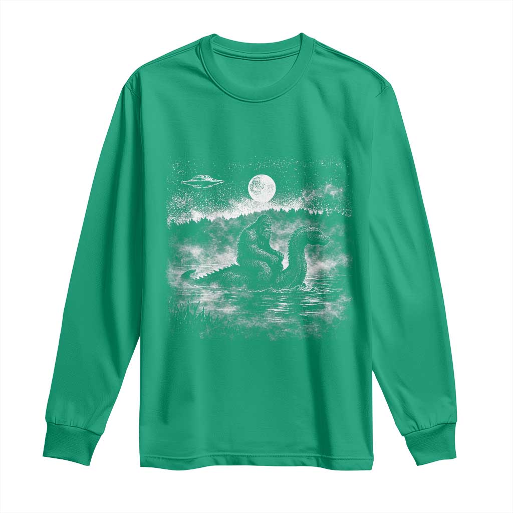 Bigfoot Loch Ness Monster Long Sleeve Shirt Funny Retro Sasquatch Nessie Funny Cryptid Vintage Graphic