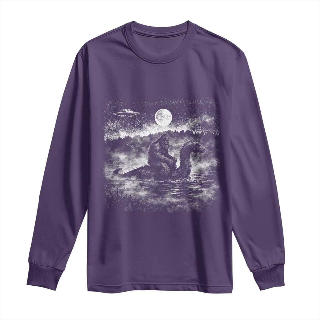 Bigfoot Loch Ness Monster Long Sleeve Shirt Funny Retro Sasquatch Nessie Funny Cryptid Vintage Graphic