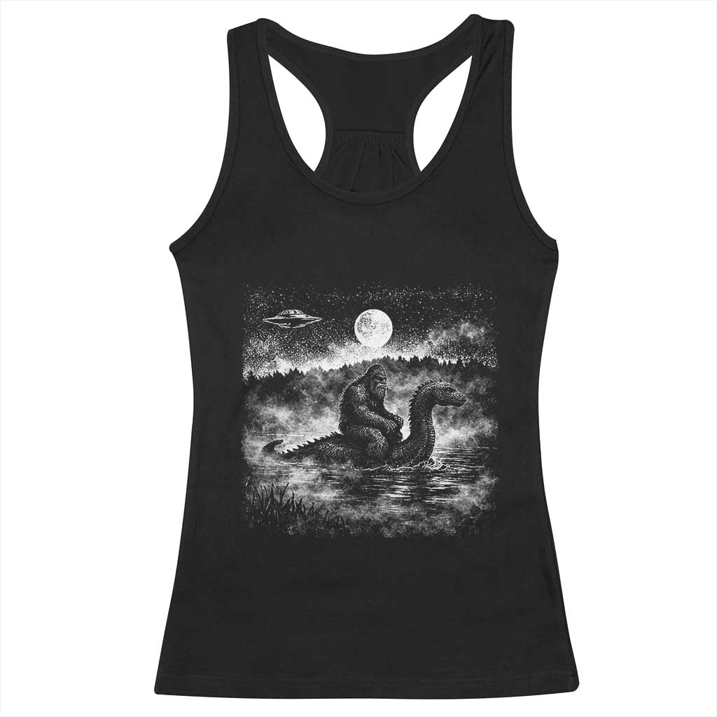 Bigfoot Loch Ness Monster Racerback Tank Top Funny Retro Sasquatch Nessie Funny Cryptid Vintage Graphic