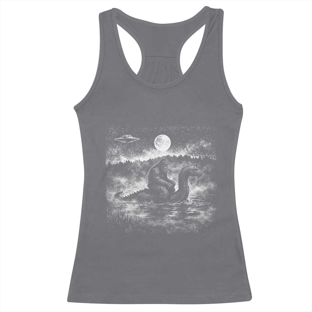 Bigfoot Loch Ness Monster Racerback Tank Top Funny Retro Sasquatch Nessie Funny Cryptid Vintage Graphic