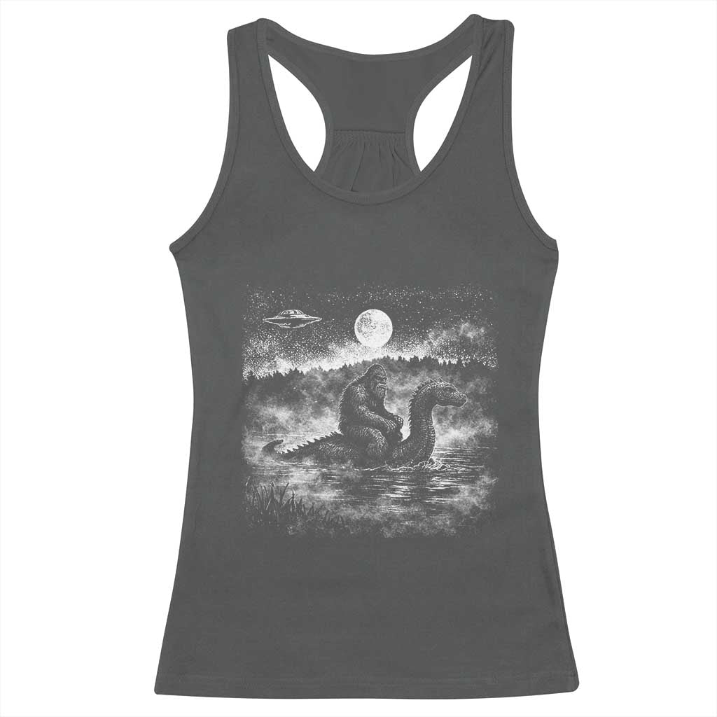 Bigfoot Loch Ness Monster Racerback Tank Top Funny Retro Sasquatch Nessie Funny Cryptid Vintage Graphic