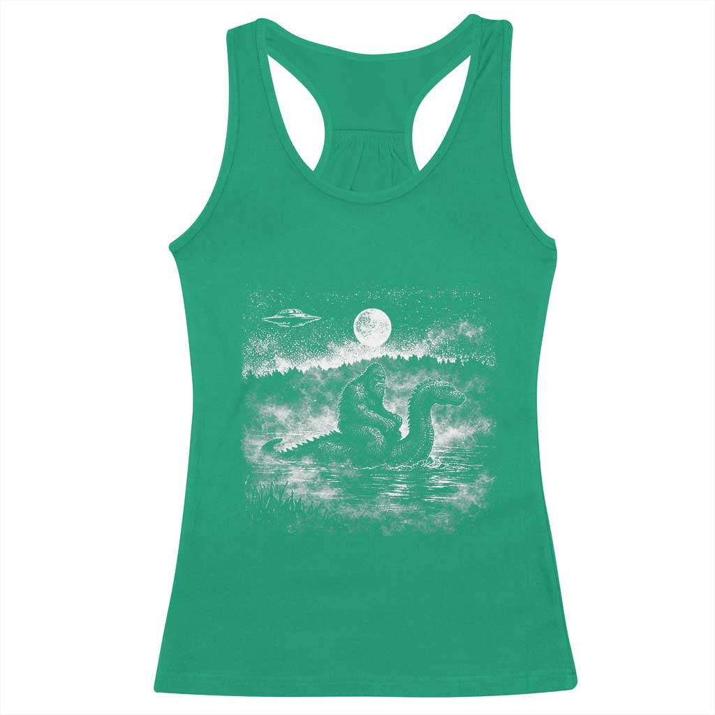 Bigfoot Loch Ness Monster Racerback Tank Top Funny Retro Sasquatch Nessie Funny Cryptid Vintage Graphic