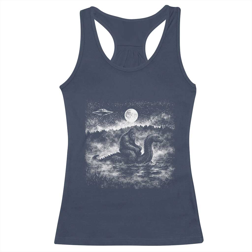 Bigfoot Loch Ness Monster Racerback Tank Top Funny Retro Sasquatch Nessie Funny Cryptid Vintage Graphic